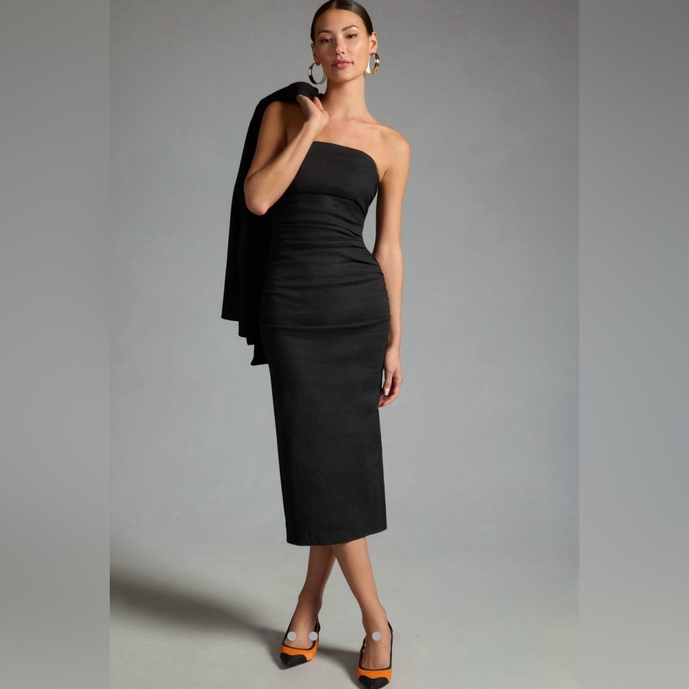 Anthropologie Soleil Black Strapless midi Dress